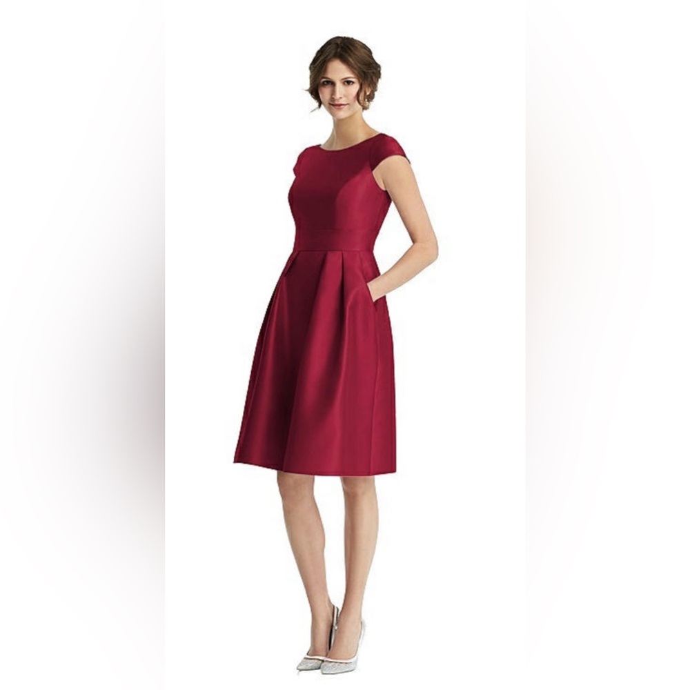 Alfred Sung burgundy Boat-Neck A-Line Dress size 6 regular